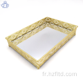 Plateau de vanité en miroir décoratif pour bijoux